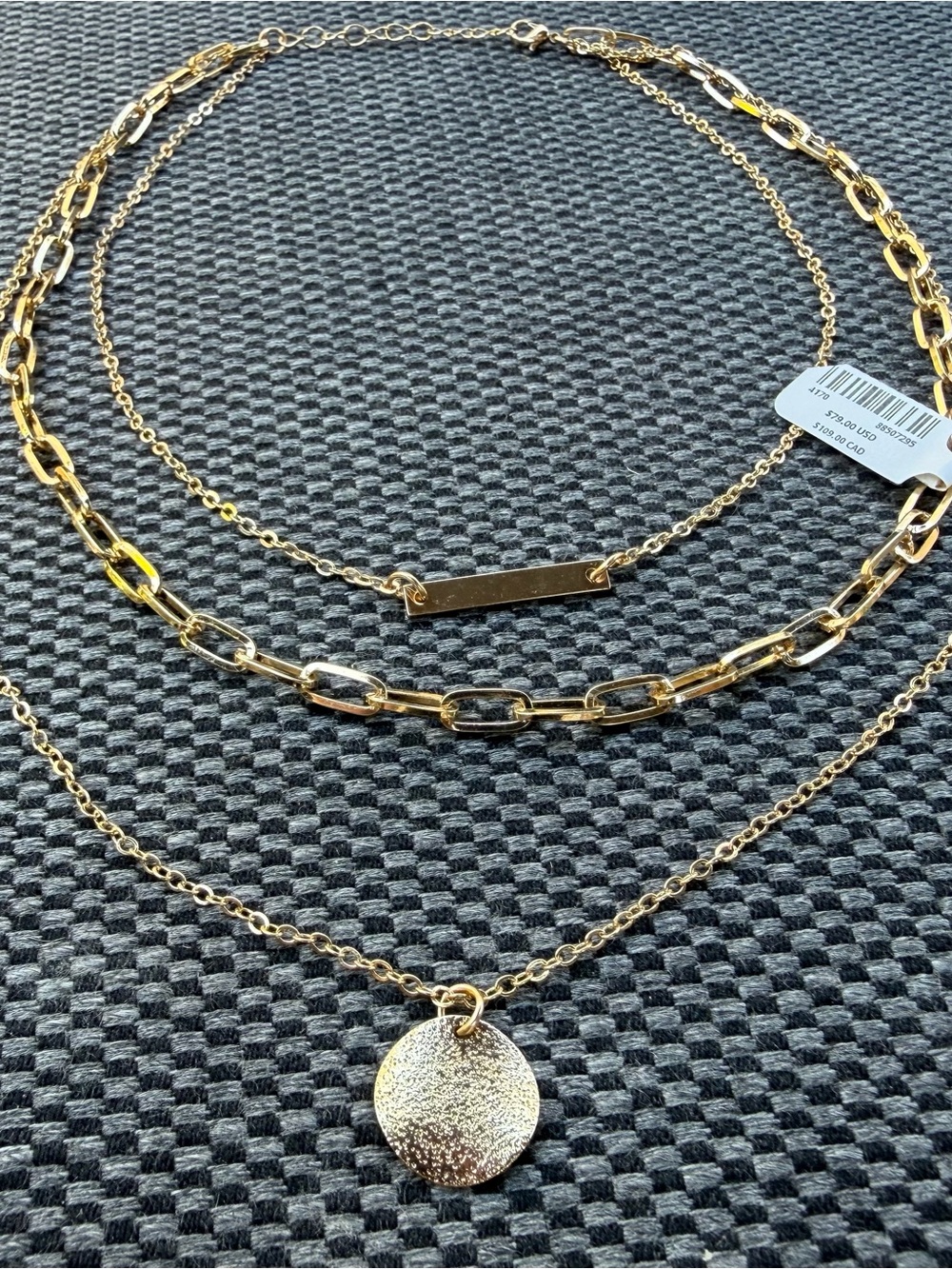 Anthropologie NWT Aria Layered Chain Necklace: Bar, Coin & Paperclip Gold⁠